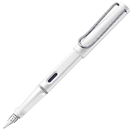 LAMY Safari White Fountain Pen – Ergonomic Grip and Polished Steel Nib Size EF –