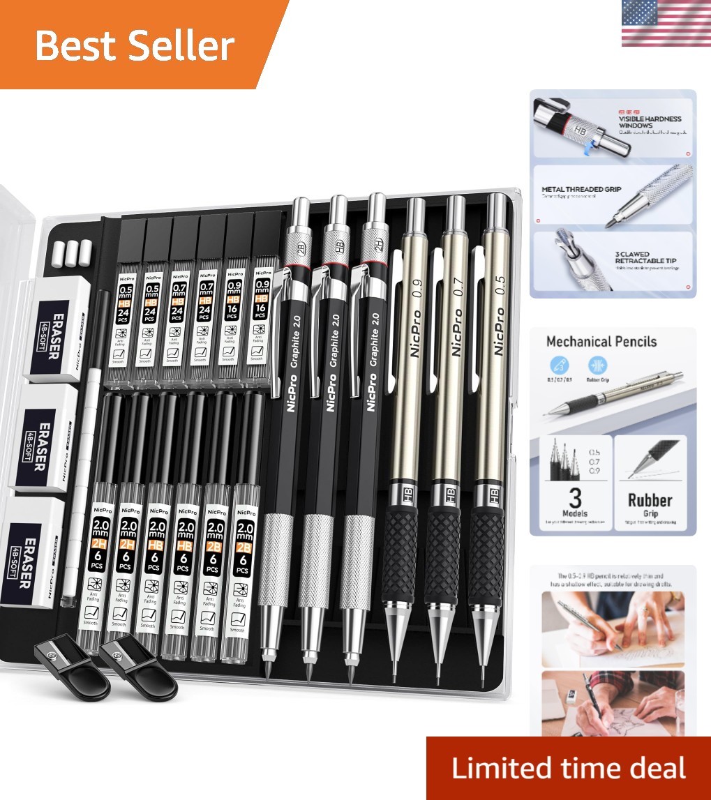 Elegant 6PCS Mechanical Pencil Set – Versatile Drafting Tool for Artists