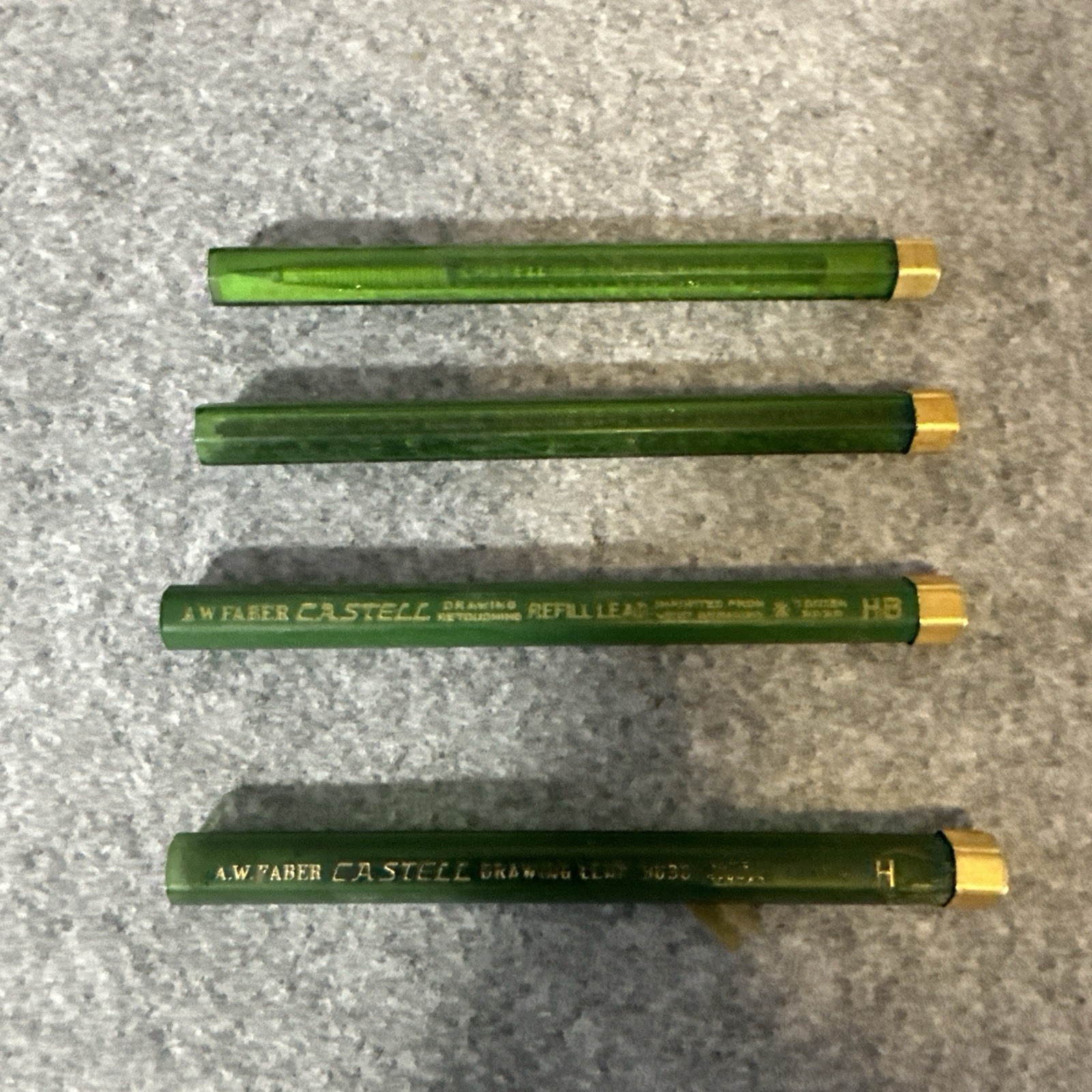 AW Faber Castell Drawing #9030 Refill Lead H Germany Vintage Lot 4 Tubes As IS