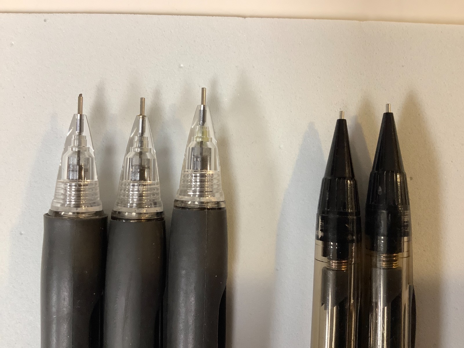 Vintage–5 Pentel PD345 Quicker Clicker Mechanical Pencil Smoke Black 0.5 TESTED