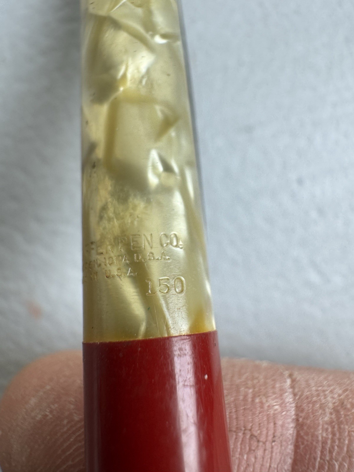 Vintage Sheaffer’s Mechanical Pencil Crimson Red & Pearl Marbled #150 USA Made
