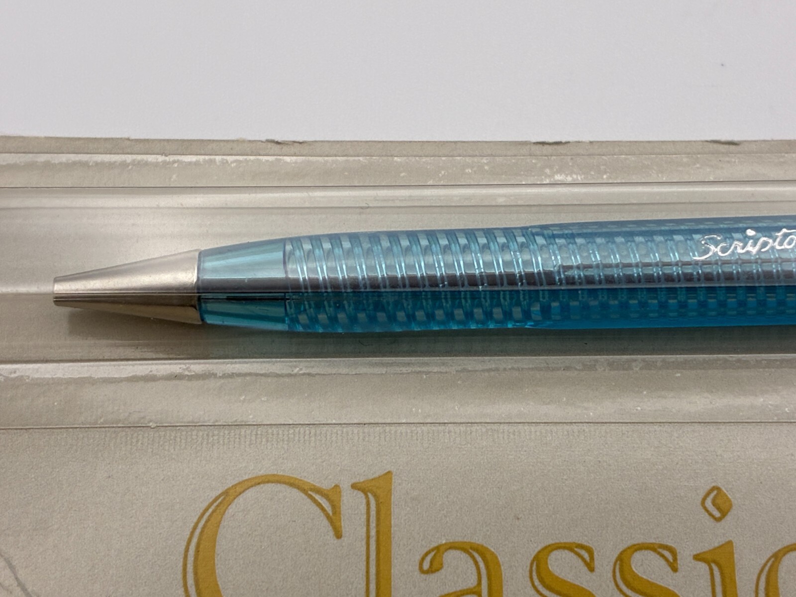 Vintage SCRIPTO Classic K780 Translucent Mechanical Pencil Blue 1989 Twist