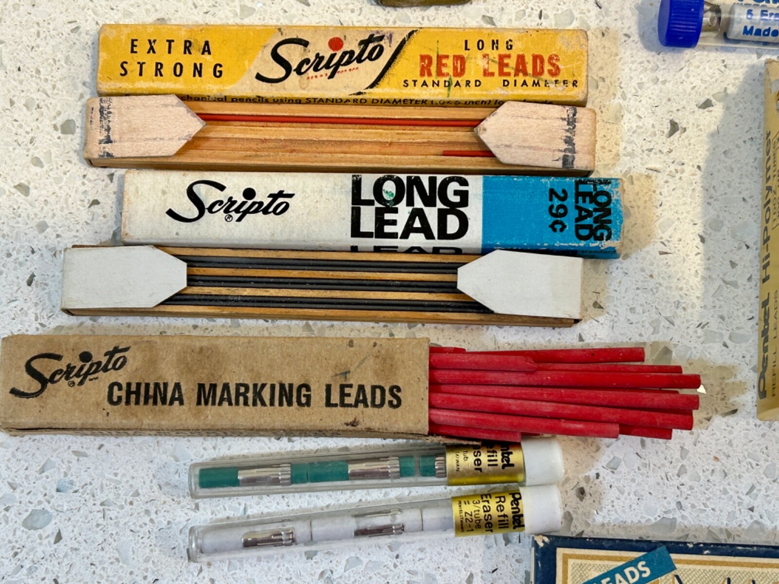 Pentel 0.5mm Hi-Polymer & Super Refill Pencil Leads 6 Full Tubes in Orig. Box