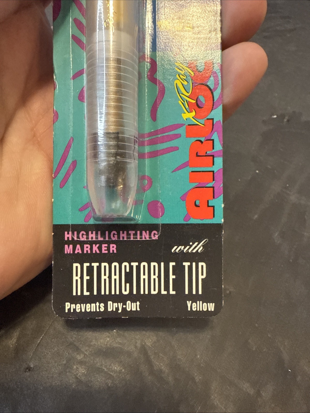 Scripto Retractable Airloc Highlighter Marker Vtg 1993 NOS Trans Clear Yellow