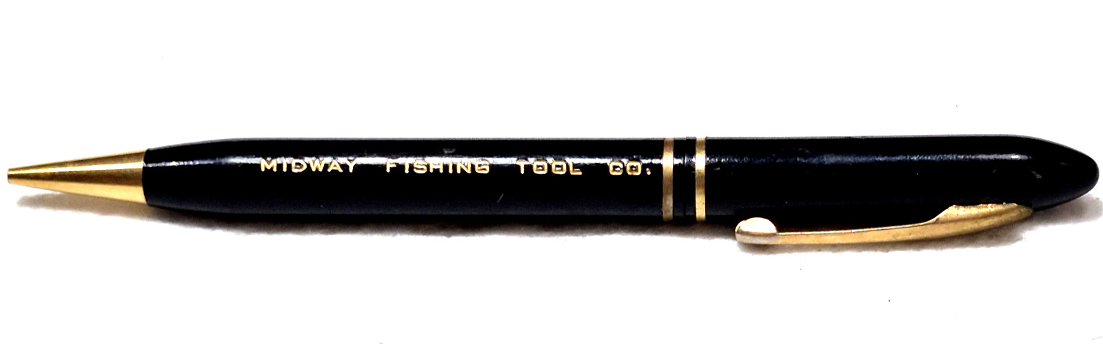 “Midway Fishing Tool Co.” Black/Polished Brass Trim Working Mech Pencil