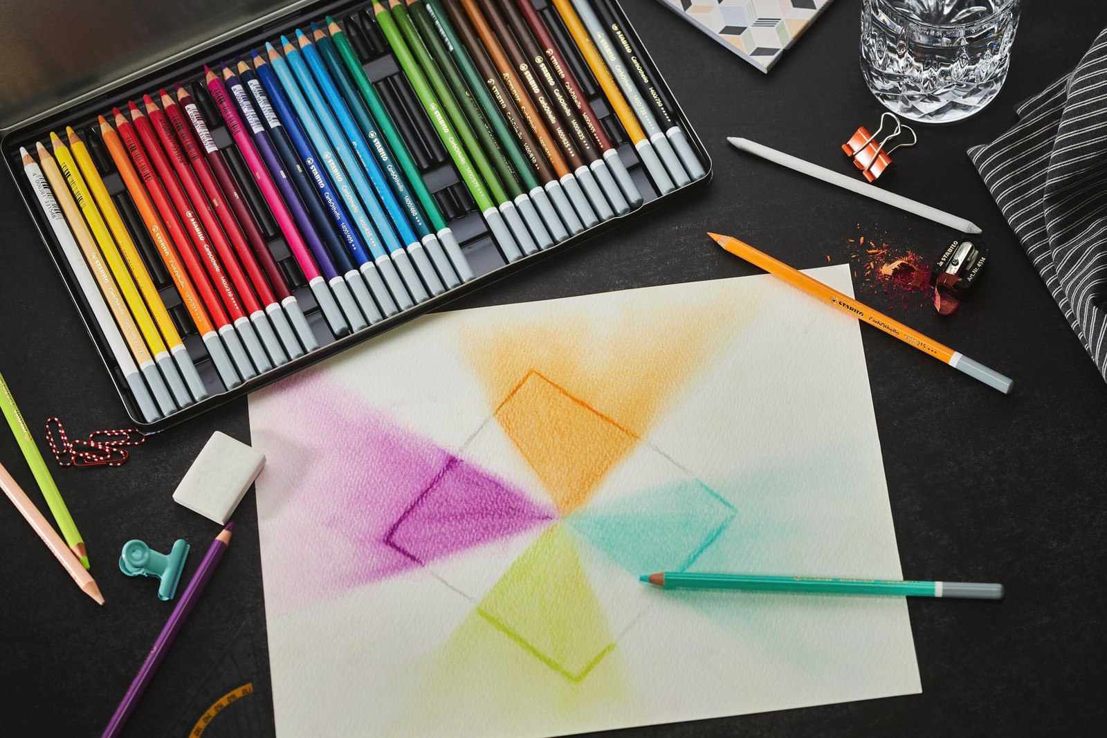 STABILO – CarbOthello – Chalk-Pastel 24 Count (Pack of 1), Assorted Colors
