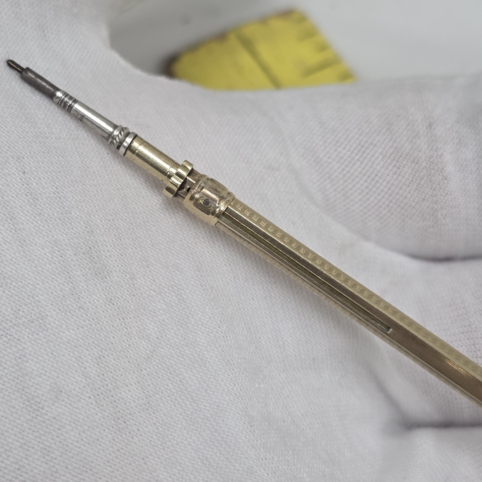 Victorian Gold Filled Mechanical Pencil Red Pink Jeweled Retractable Engraved