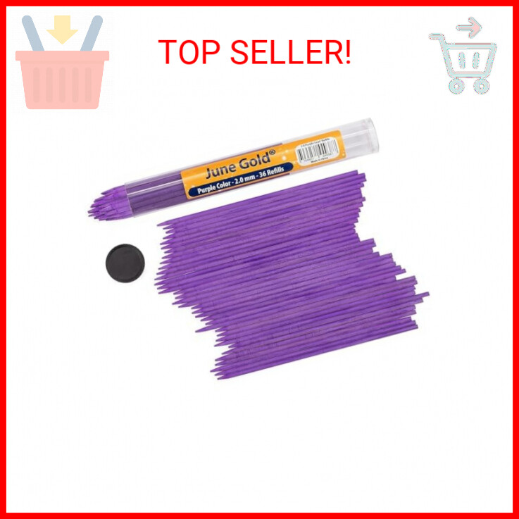 36 Purple Colored 2.0 mm Lead Refills | Bold Thickness for Heavy Use | Break Res