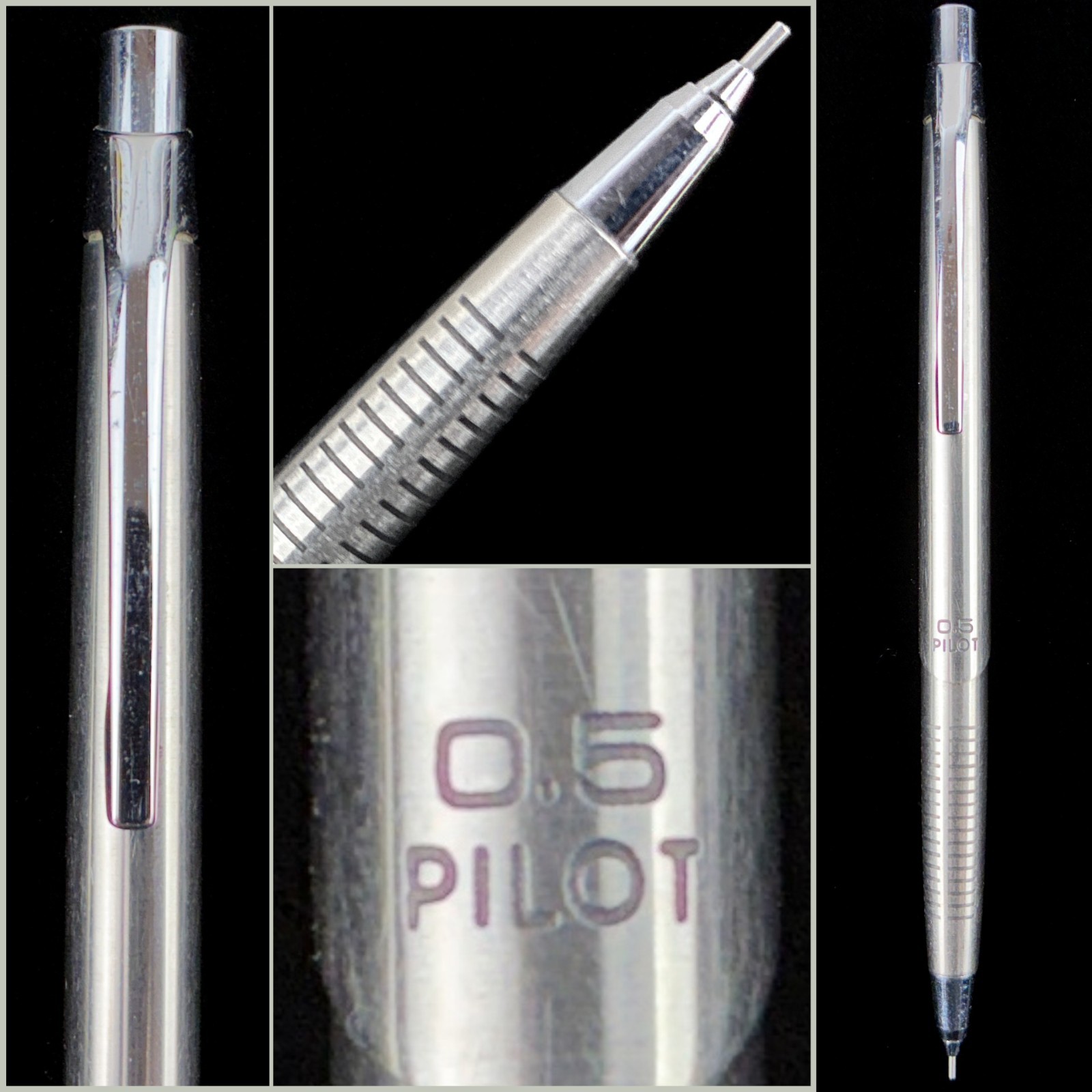 Vintage Pilot Young Gentleman Double Knock Silver 0.5mm Mechanical Pencil Japan