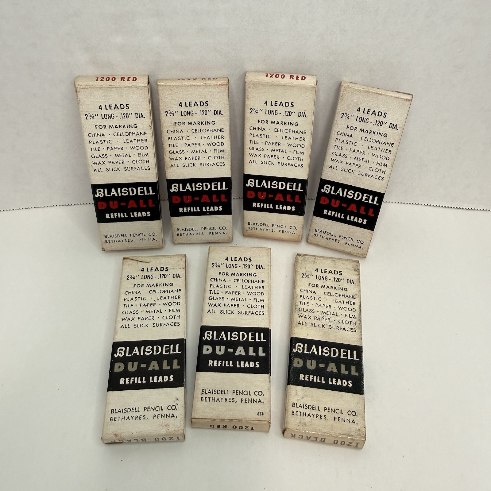 Vintage Blaisdell DU-ALL Marking Pencil Lead Lot Red Black Refills USA