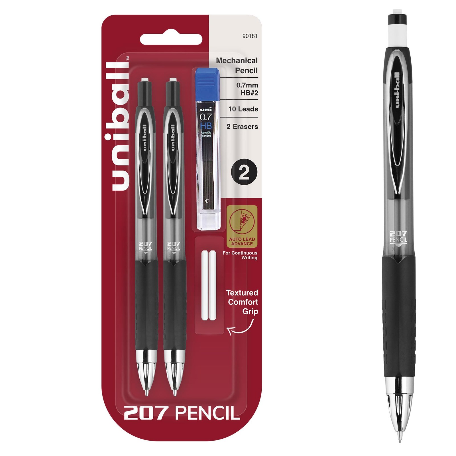uniball™ 207 Mechanical Pencil Starter Kit, 0.7mm, 1 Count (Pack of 2), Black