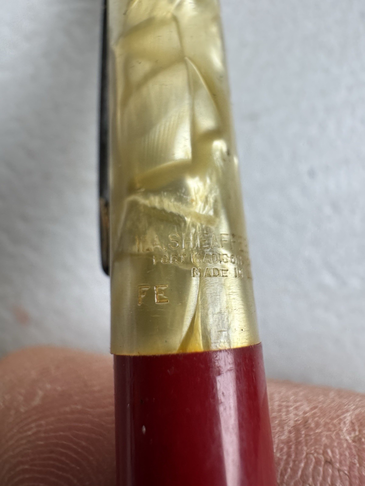Vintage Sheaffer’s Mechanical Pencil Crimson Red & Pearl Marbled #150 USA Made