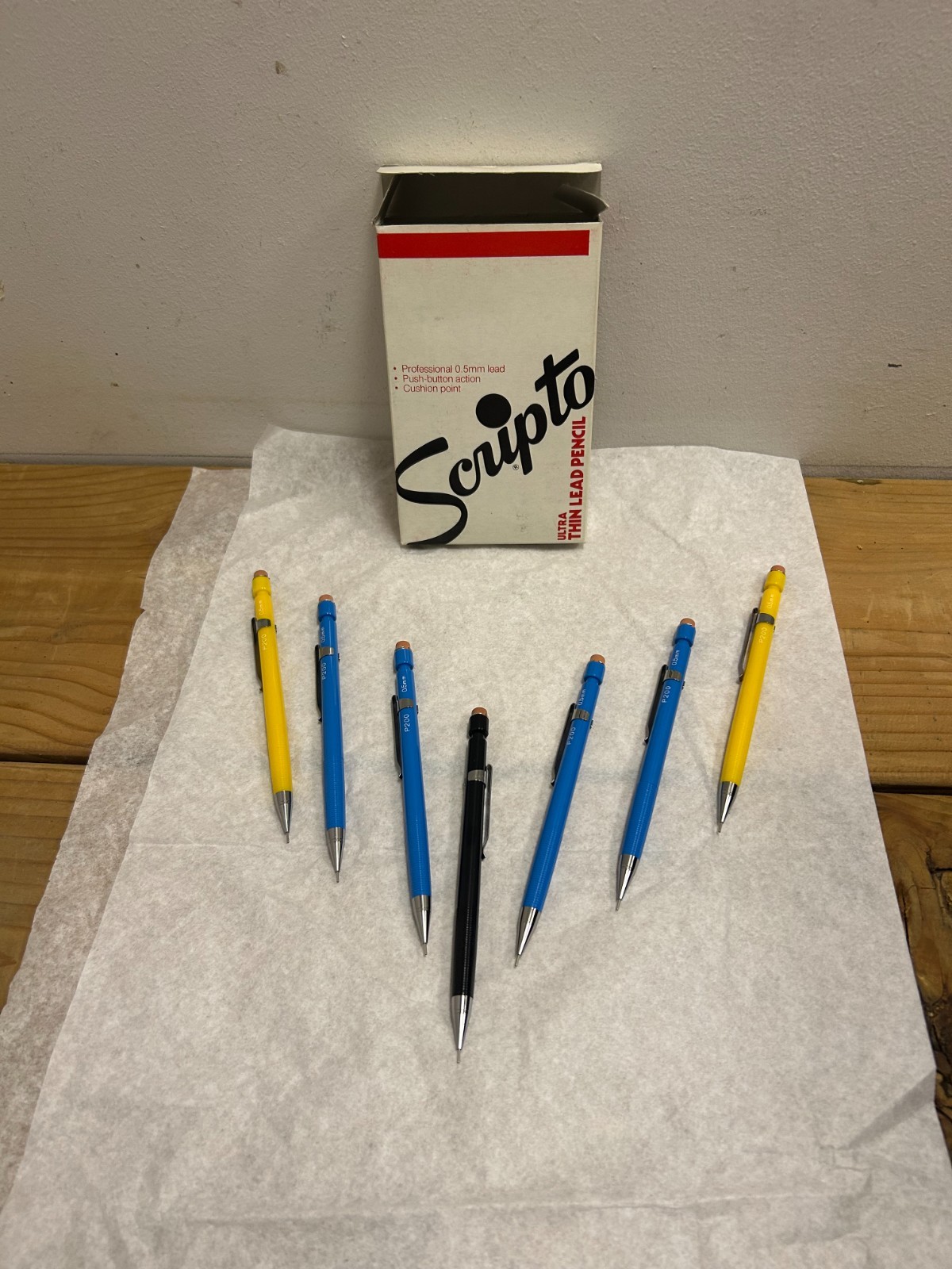 Brand New Vintage Scripto Ultra Thin Mechanical Pencil P200 Box Of 7 Multicolor