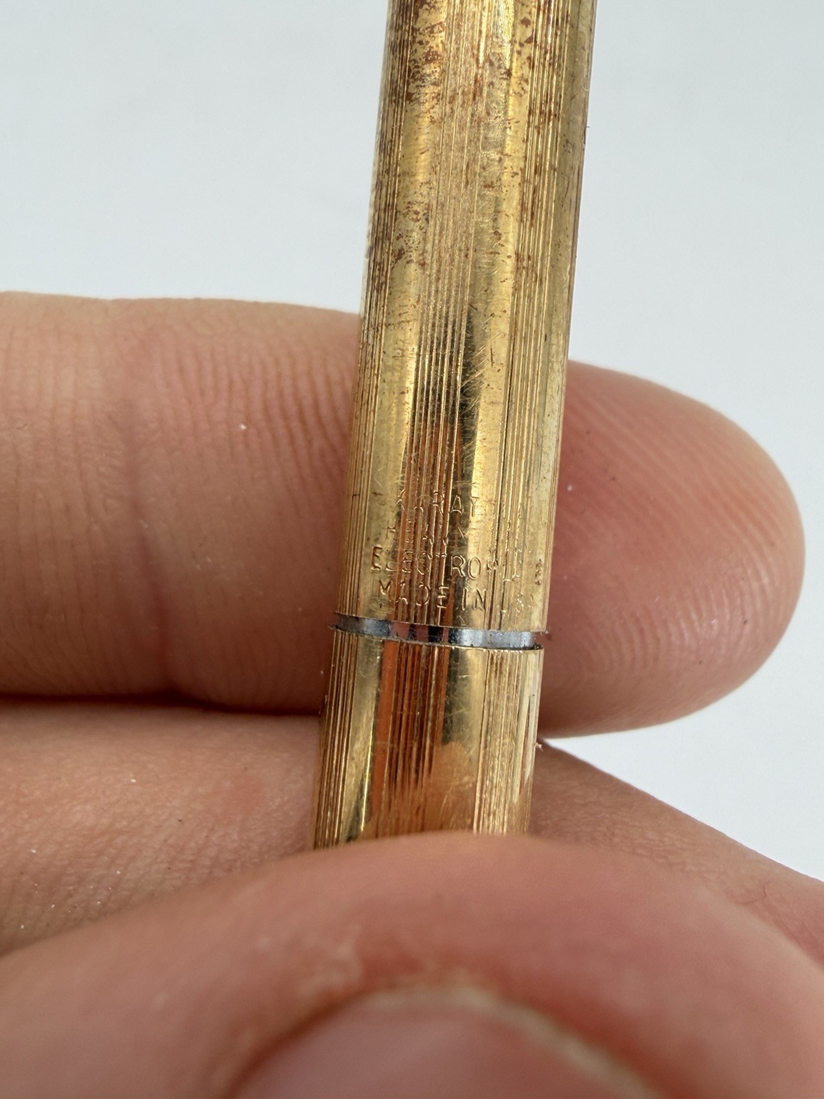 Vintage Anson Heavy Gold Electroplated Red Jewel Mechanical Pencil USA RARE