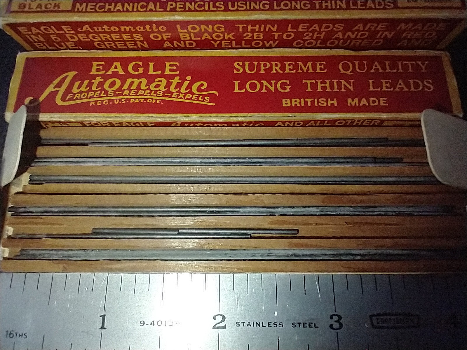12 Vintage Eagle Automatic Long Thin Black leads In Original Packaging 2 boxes