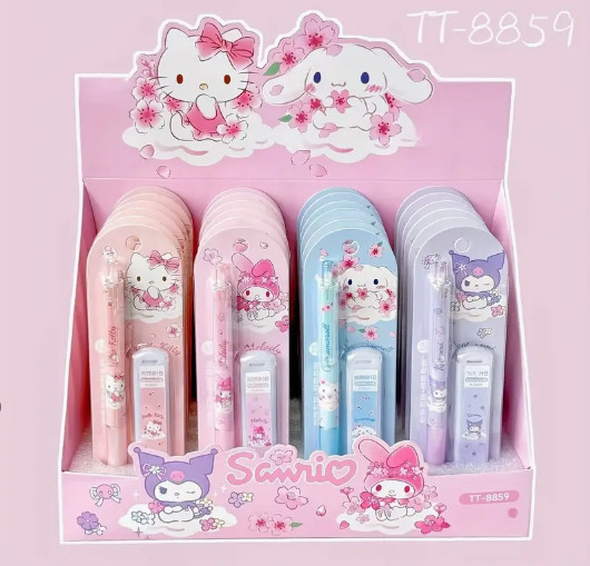 4pcs San Rio Cute Cartoon Mechanical Pencils Sketch Writing Stationery 0.5 mm