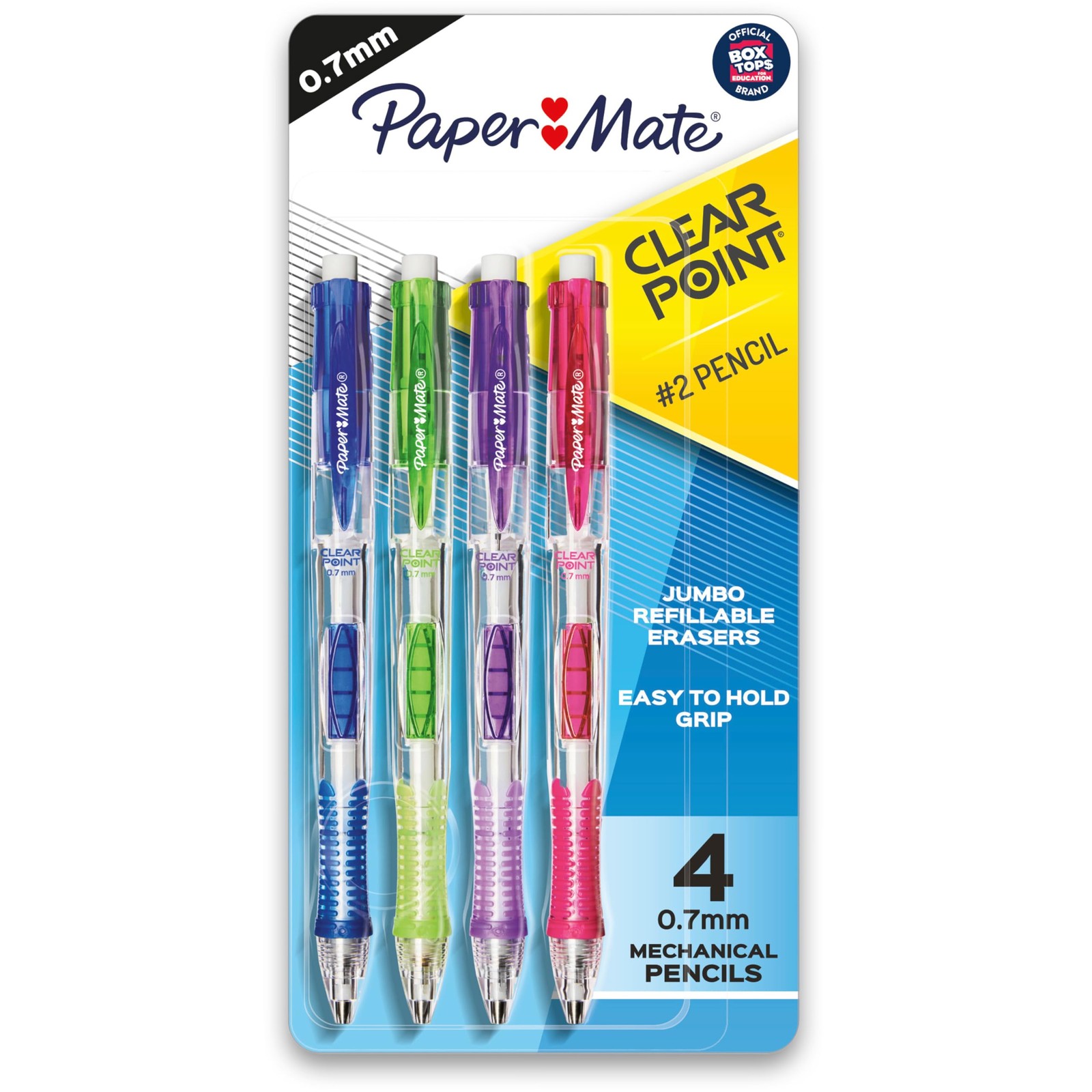 Paper Mate Clearpoint Mechanical Pencils 0.7mm HB 4 Count (Pack of 1), Grey