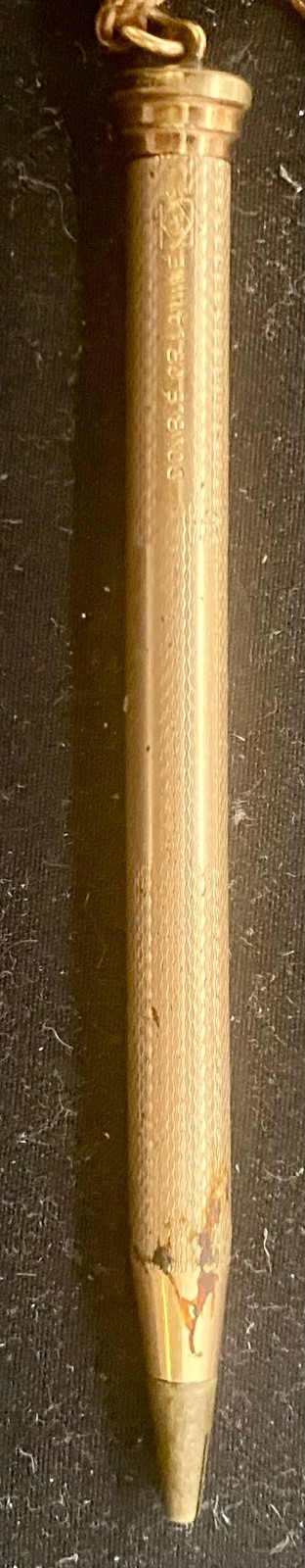 VTG FRENCH GOLD-PLATED MECHANICAL TWIST PENCIL, RING, NOT ENGRAVED c1930 g