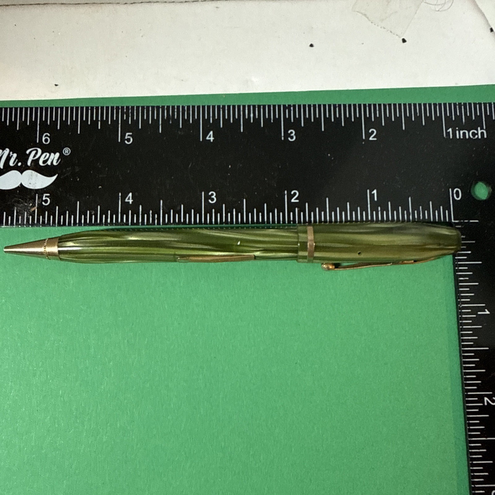 Vintage Champion Fountain Pen/Mechanical Pencil Combo, Green Marbled Finish