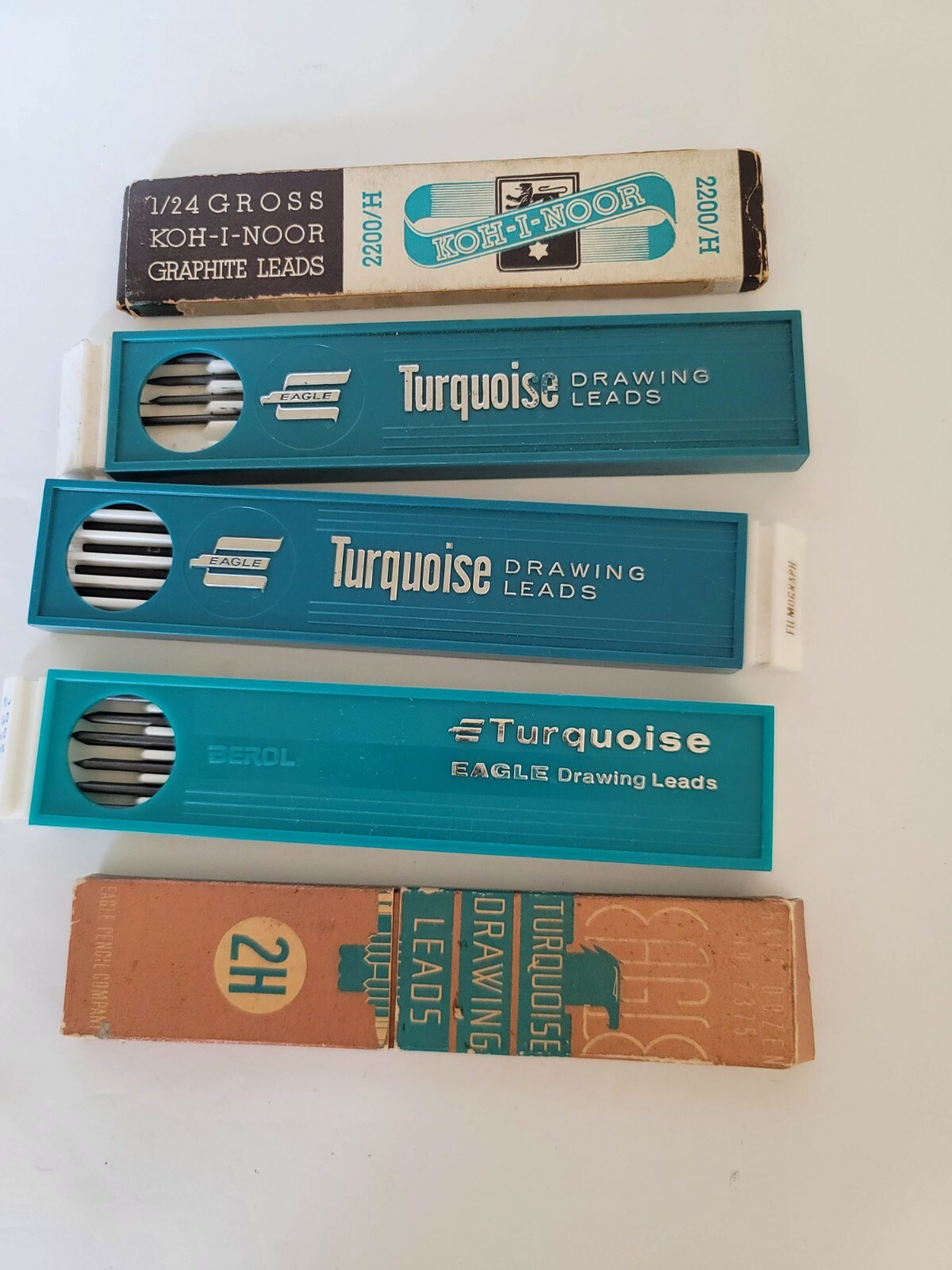 Lot of 5 Vintage Pencil Leads Graphite Koh-I-Noor Eagle Turquoise