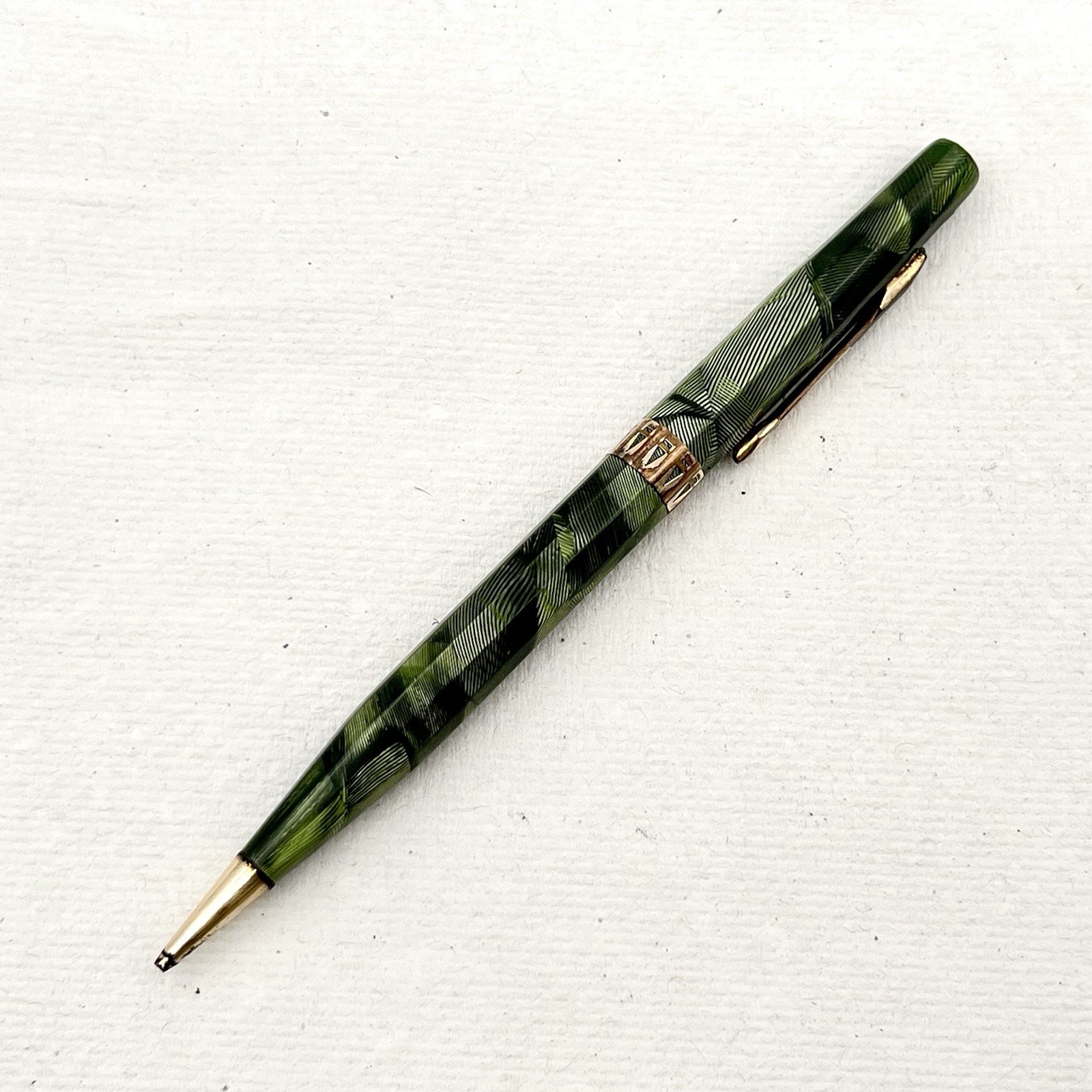Eversharp Doric Green Shell Mechanical Pencil 5-1/4″ 1.1mm Inscribed PARTS AS IS