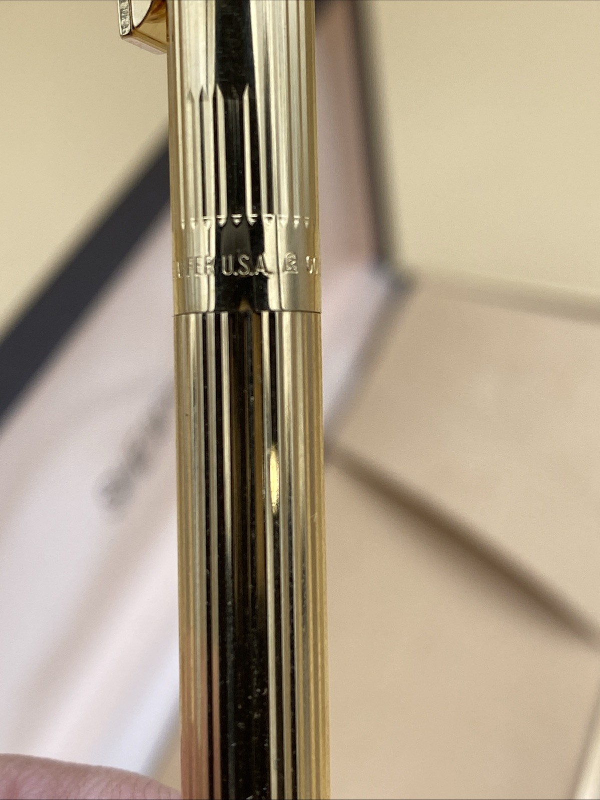 Vtg Sheaffer Gold Electroplated White Dot Mechanical Pencil Fluted wth Box