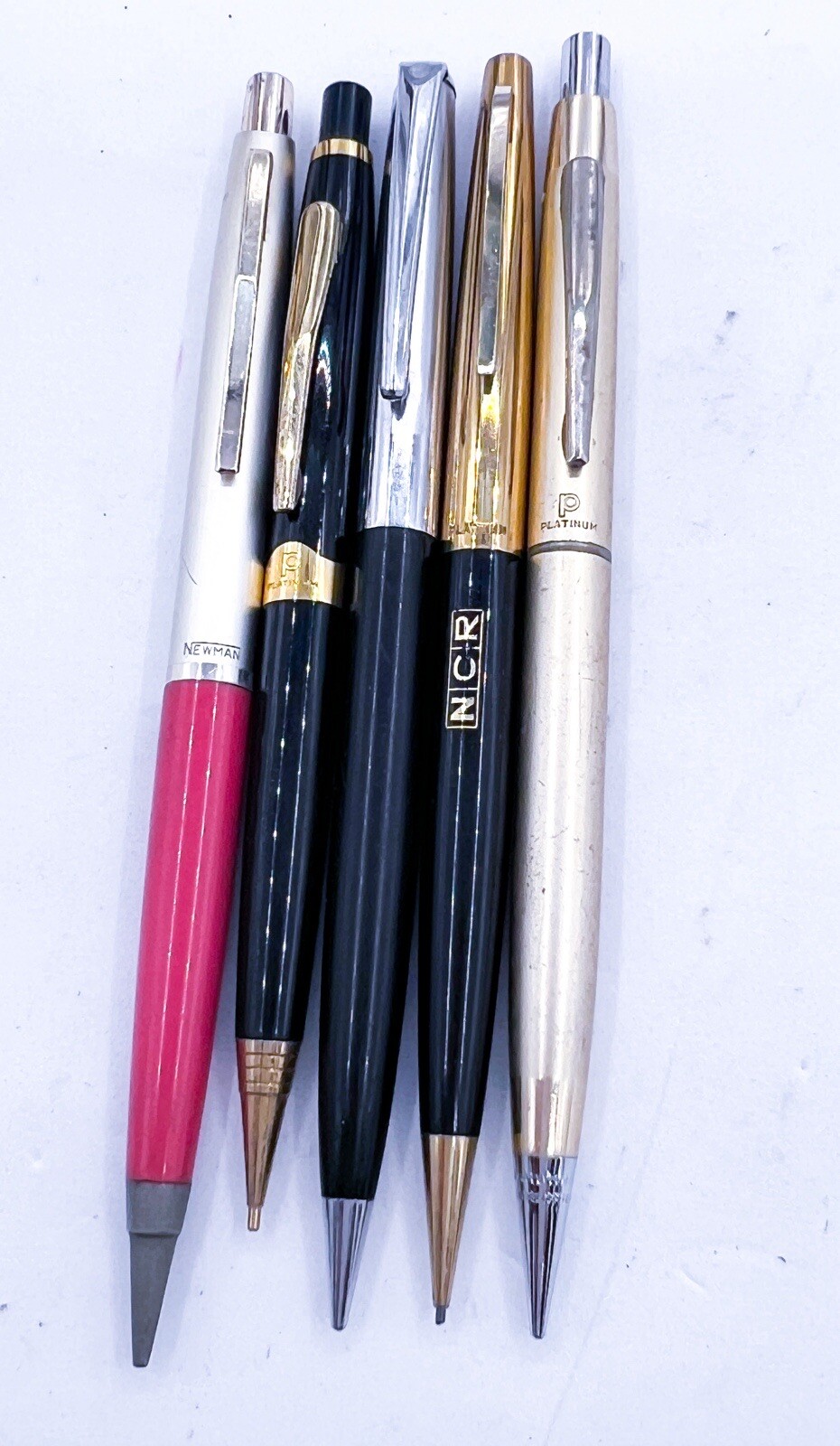 Vintage 5pcs mechanical pencil Platinum Newman Full Functional One Gold Filled