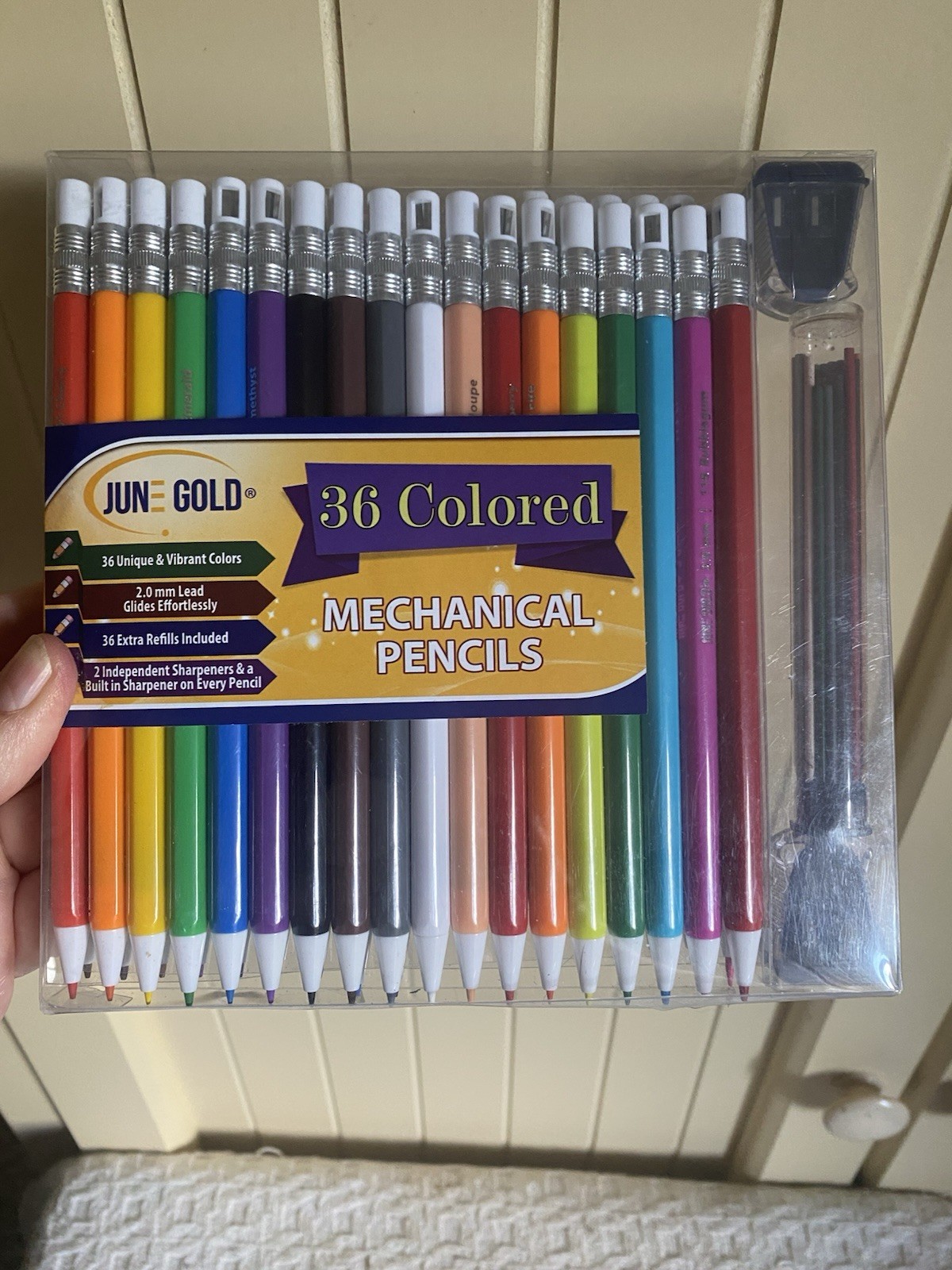 June Gold 36 Vibrant Colors 2.0 mm Mechanical Pencils & 36 Extra Refills NEW