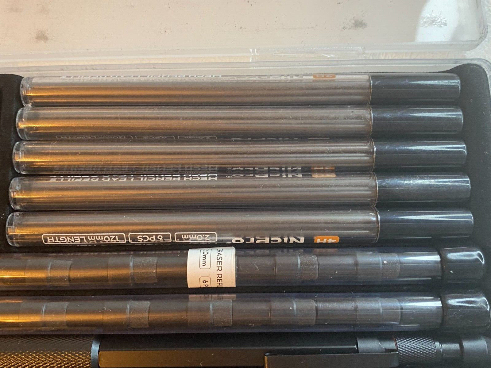 NEW nicpro mechanical pencil set of 6 w/ leads, eraser, sharpener. 25 piece set