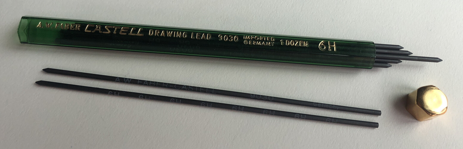 Vintage A. W. Faber Castell Drawing Lead 6H 2mm NOS 12 Pack Tube Germany
