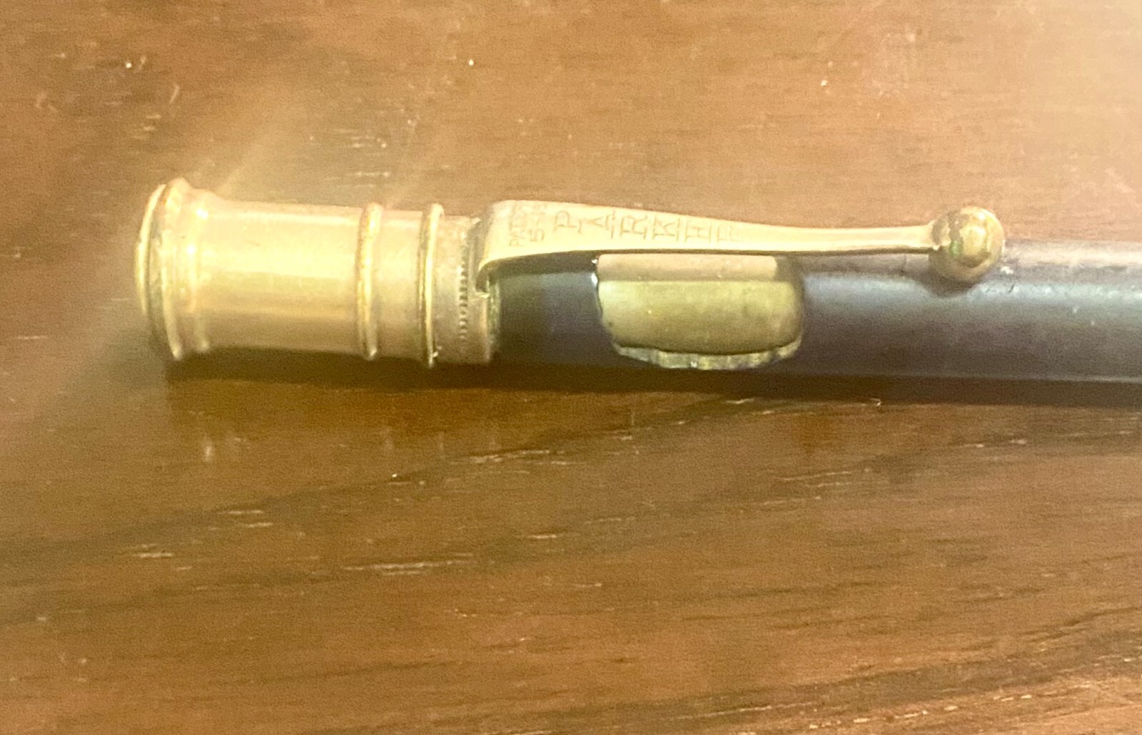 ANTIQUE PARKER DUOFOLD MECHANICAL PENCIL, GOLD PLATED PARTS, BLACK BARREL, c1920