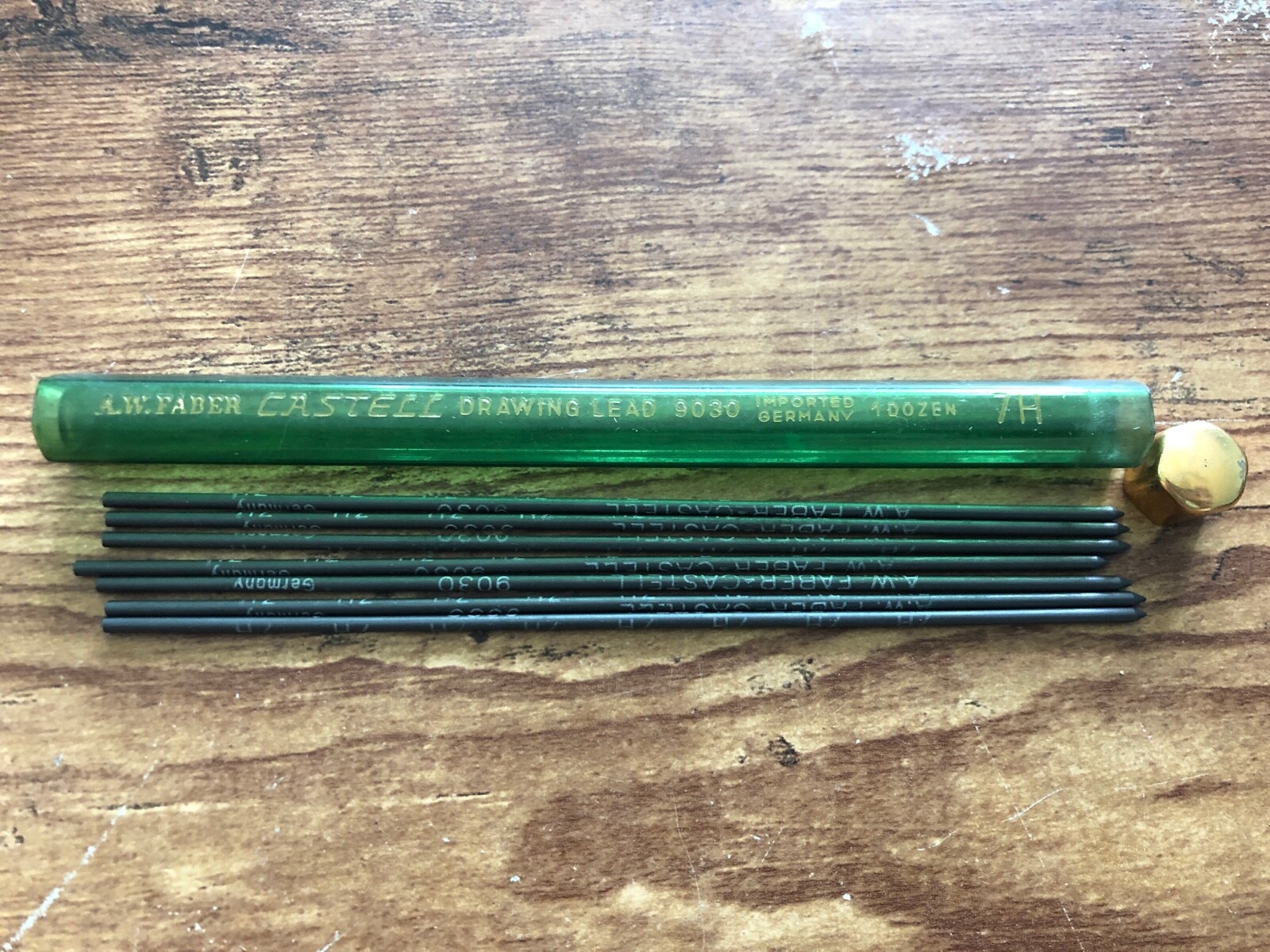 Vintage AW FABER Castell Drawing Lead 7pcs Refill Vials #9030 Mechanical Pencil