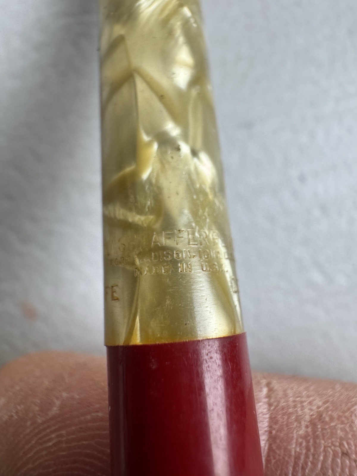 Vintage Sheaffer’s Mechanical Pencil Crimson Red & Pearl Marbled #150 USA Made