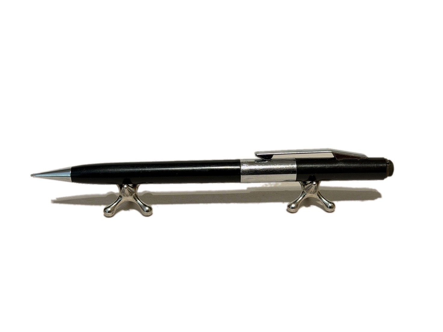 Vintage Scripto Ballpoint Pen Black Chrome Trim Twist Mechanism Made USA