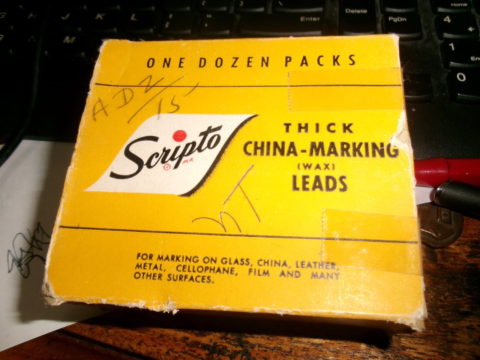 9 small pkgs of Scripto thick china-marking leads in orignal box