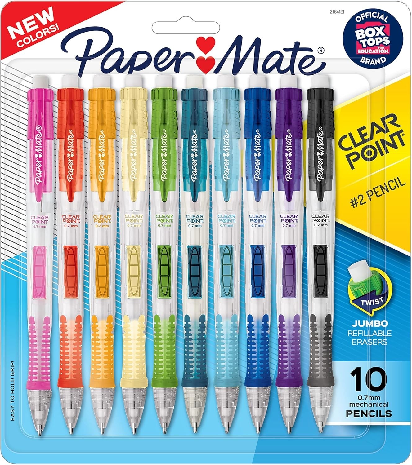 Comfortable Grip 0.7mm HB Clearpoint Mechanical Pencils – 10 Assorted Color Set