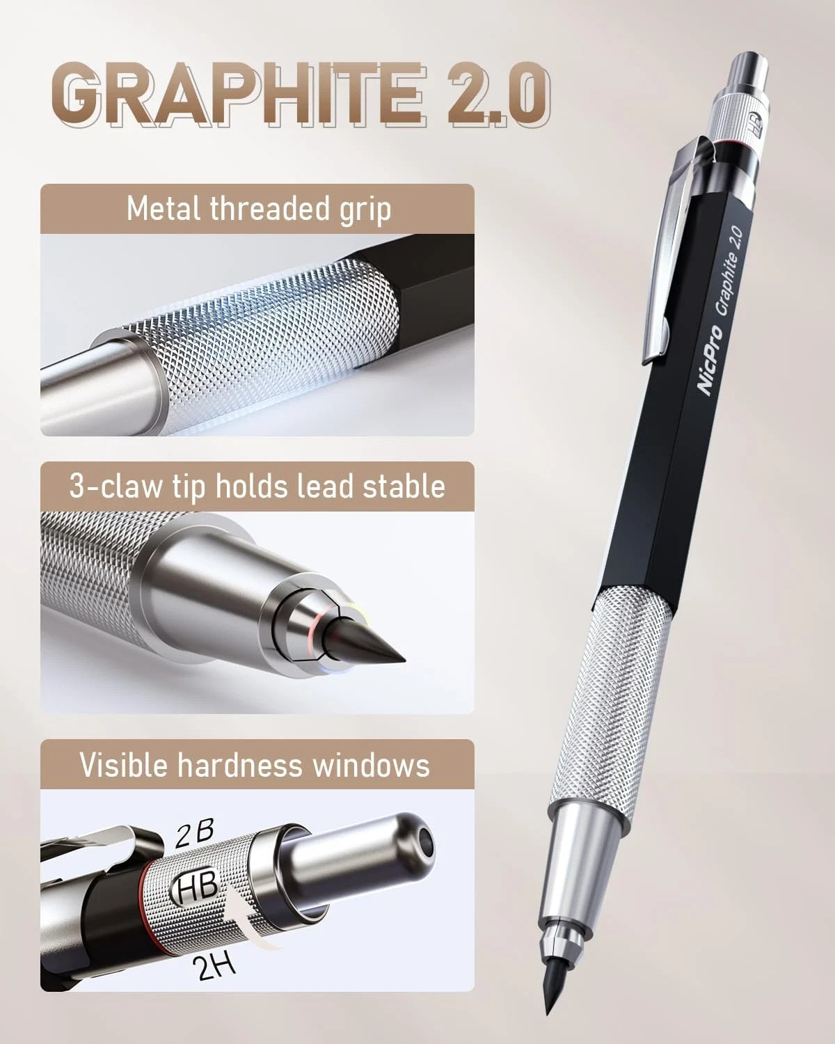 35PCS Art Mechanical Pencils Set, 3 PCS Metal Drafting Pencil 0.5 mm & 0.7 mm &