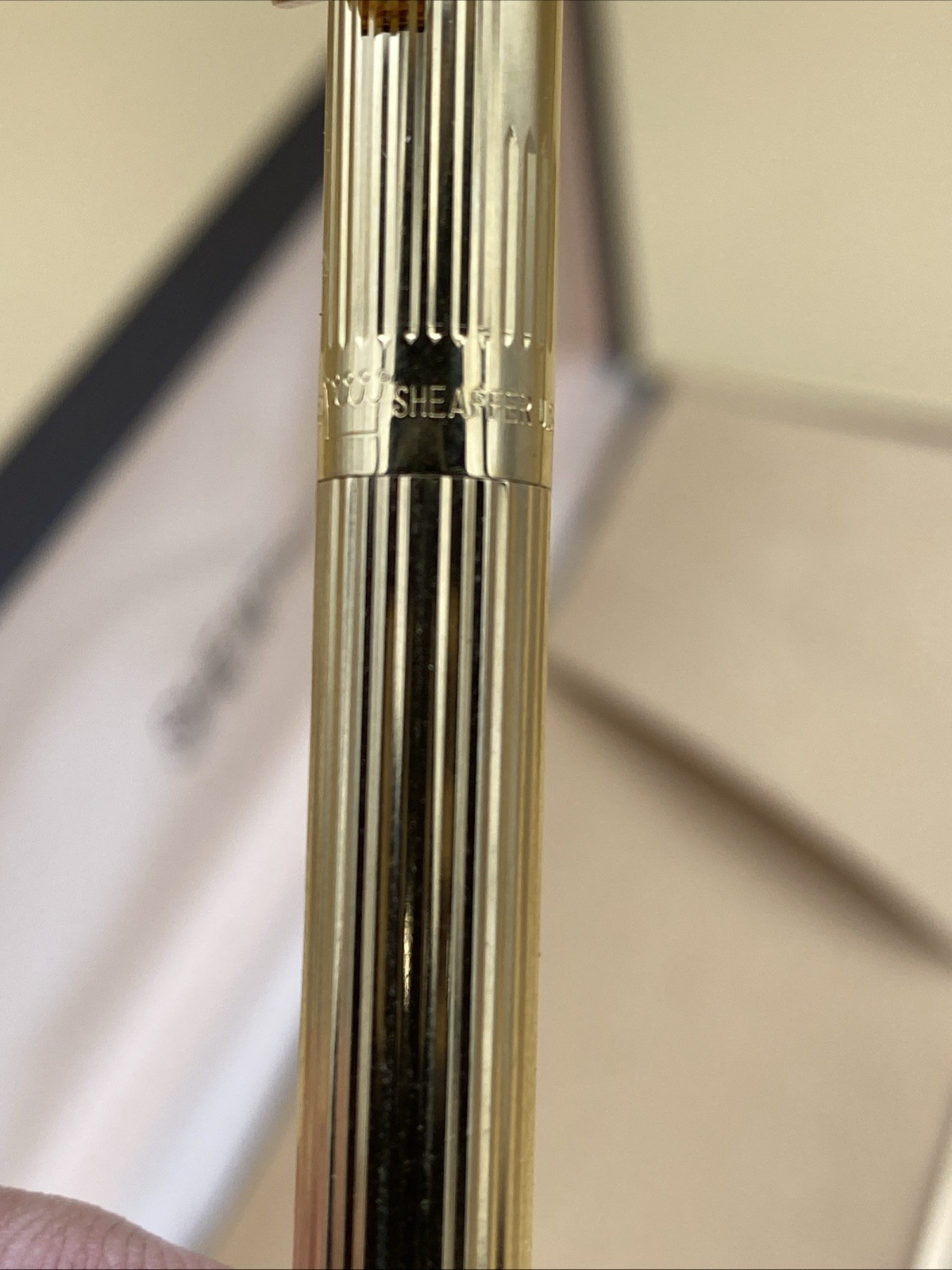 Vtg Sheaffer Gold Electroplated White Dot Mechanical Pencil Fluted wth Box