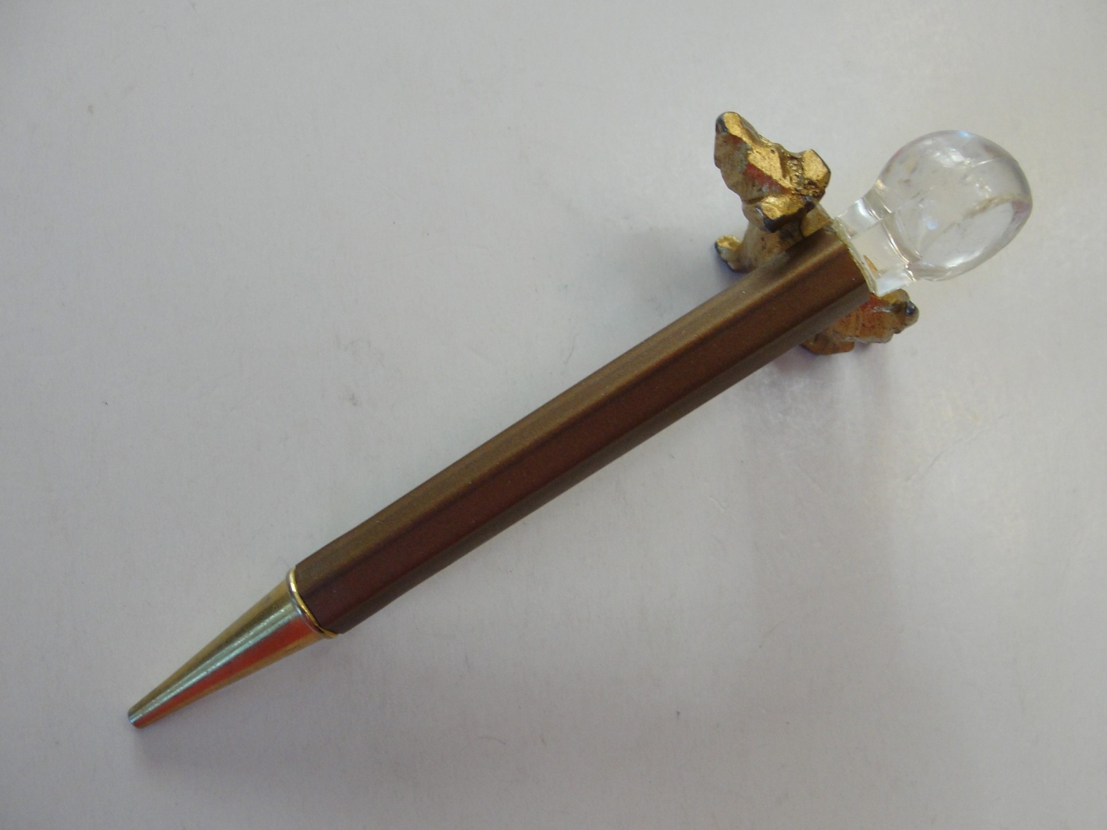 Vintage Bronze Metal Clear Ball Dialer 3 1/2″ Mechanical Pencil