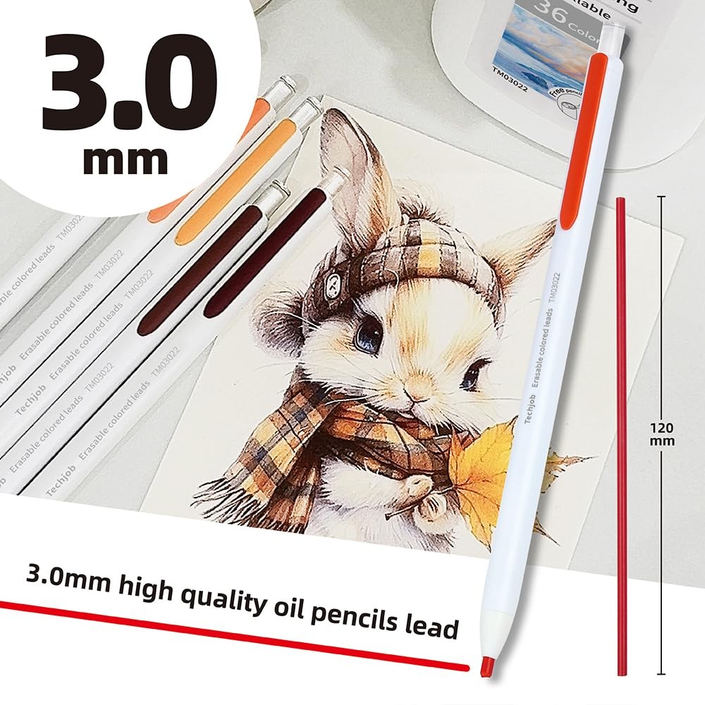 Mechanical Colored Pencils,3.0mm 36Color Erasable Mechanical Pencil Set with …