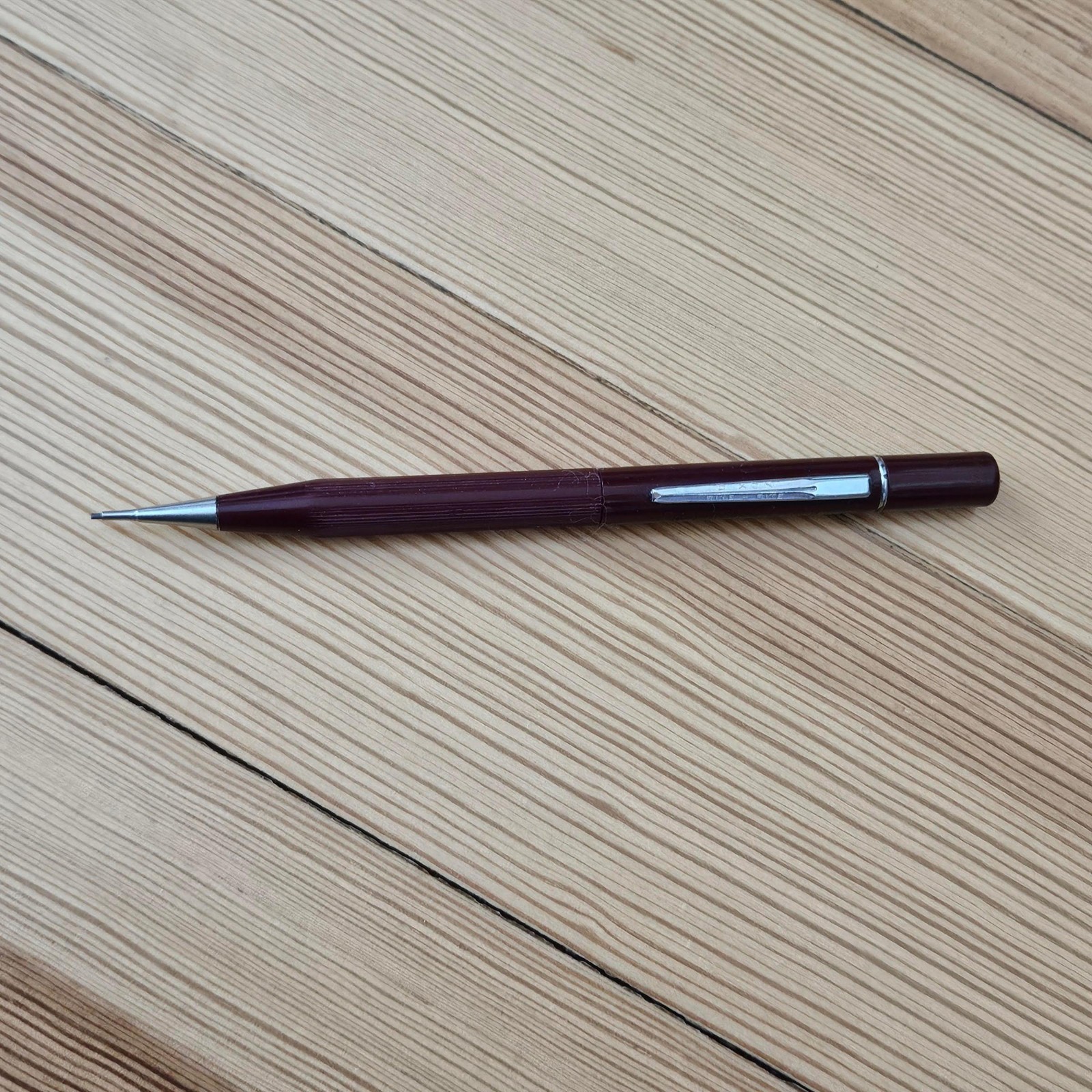 Vtg Dixon Rite-Rite Mechanical Pencil Burgundy Red Threadline Viewpoint Works