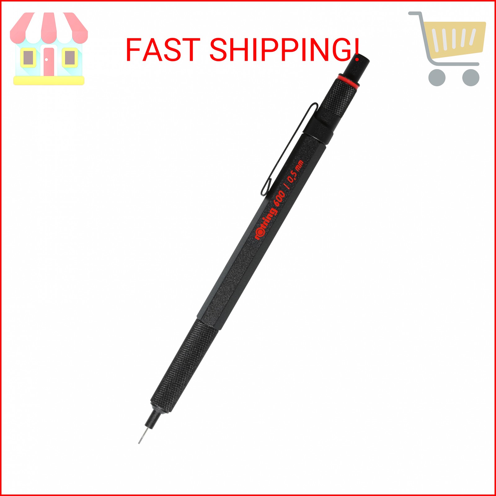 Rotring 600 Mechanical Pencil, 0.5 mm, Black – Perfect for Writing, Drafting, En
