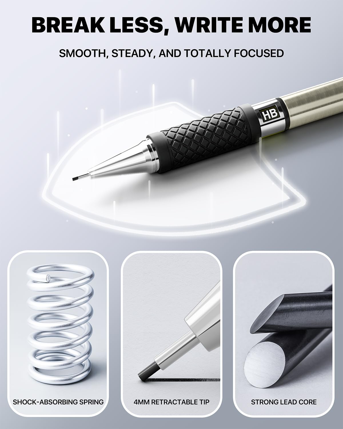 6PCS Metal Mechanical Pencil Set with 0.7mm Medium Point, 360 Leads, 12 Erase…
