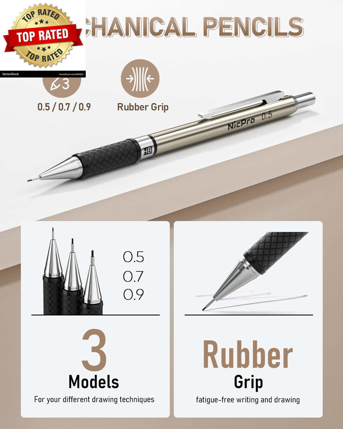 35PCS Art Mechanical Pencil Set, 3 PCS Metal Drafting Pencil 0.5 Mm & 0.7 Mm & 0
