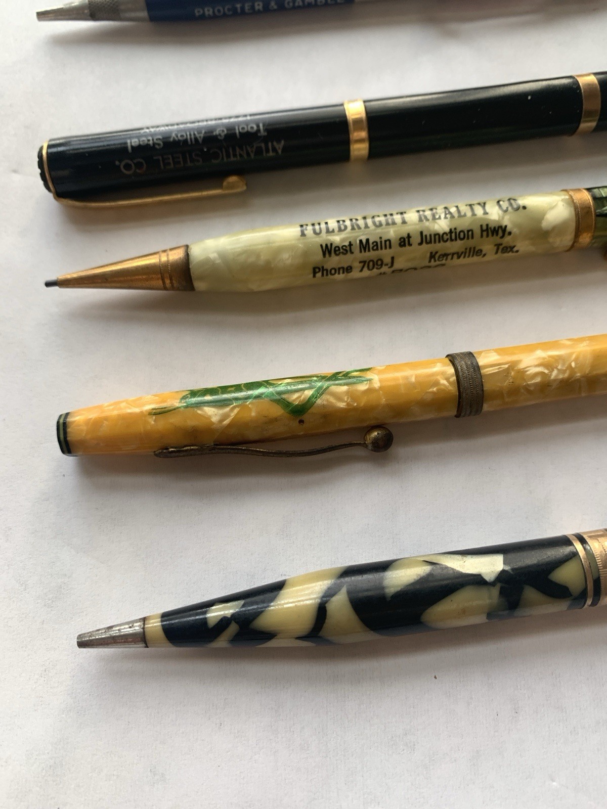 6 Lot Vintage Advertising Celluloid Mechanical Pencils RediPoint Wings Skinner