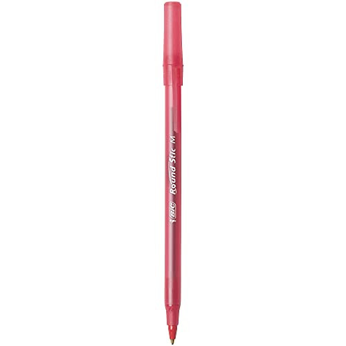 Round Stic Xtra Life Ballpoint Pen, Medium Point (1.0mm), Red, 12-Count