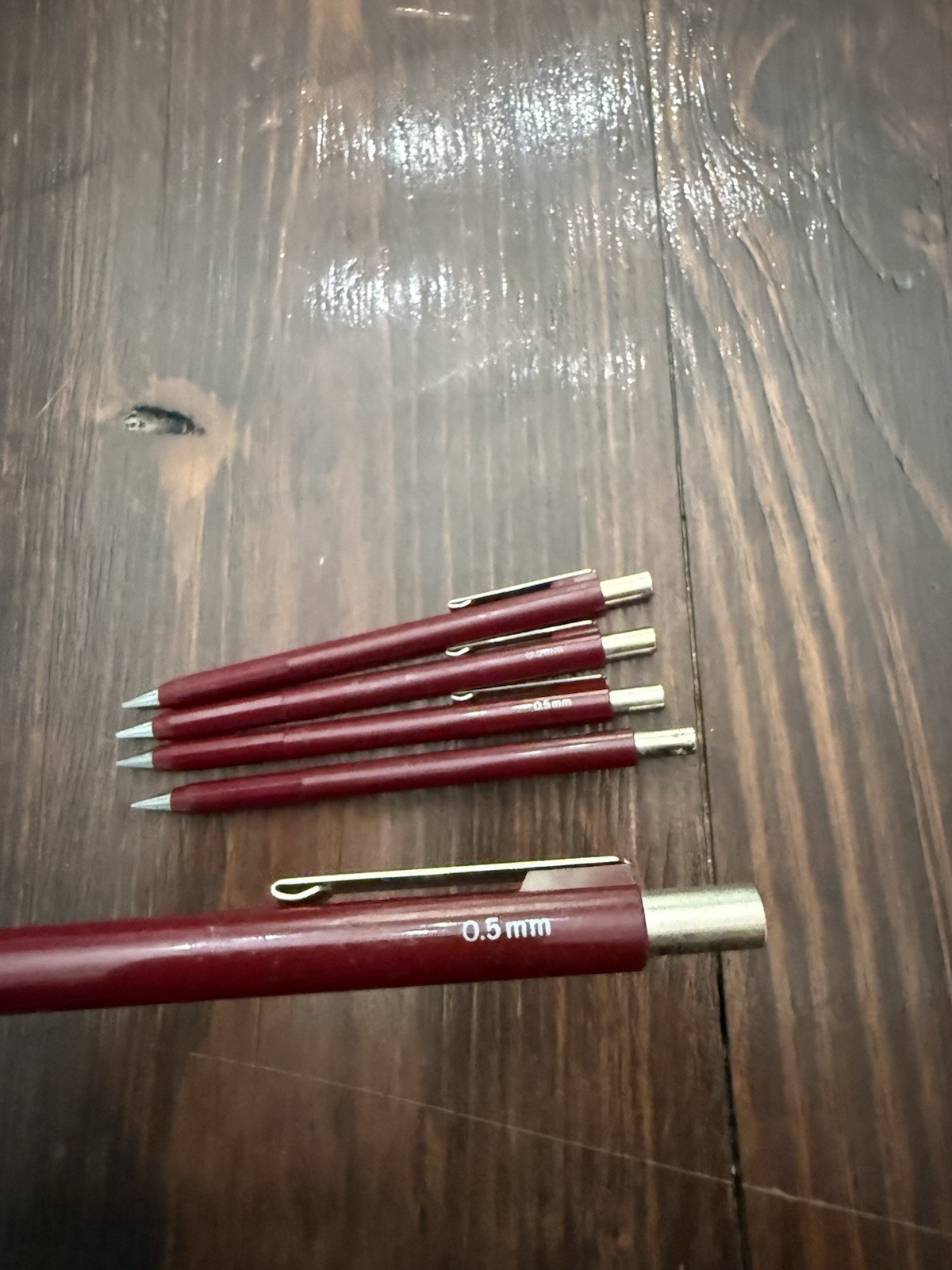 Lot of 5 Vintage Skilcraft Mechanical Pencils 0.5mm Burgundy Hexagonal Barrel