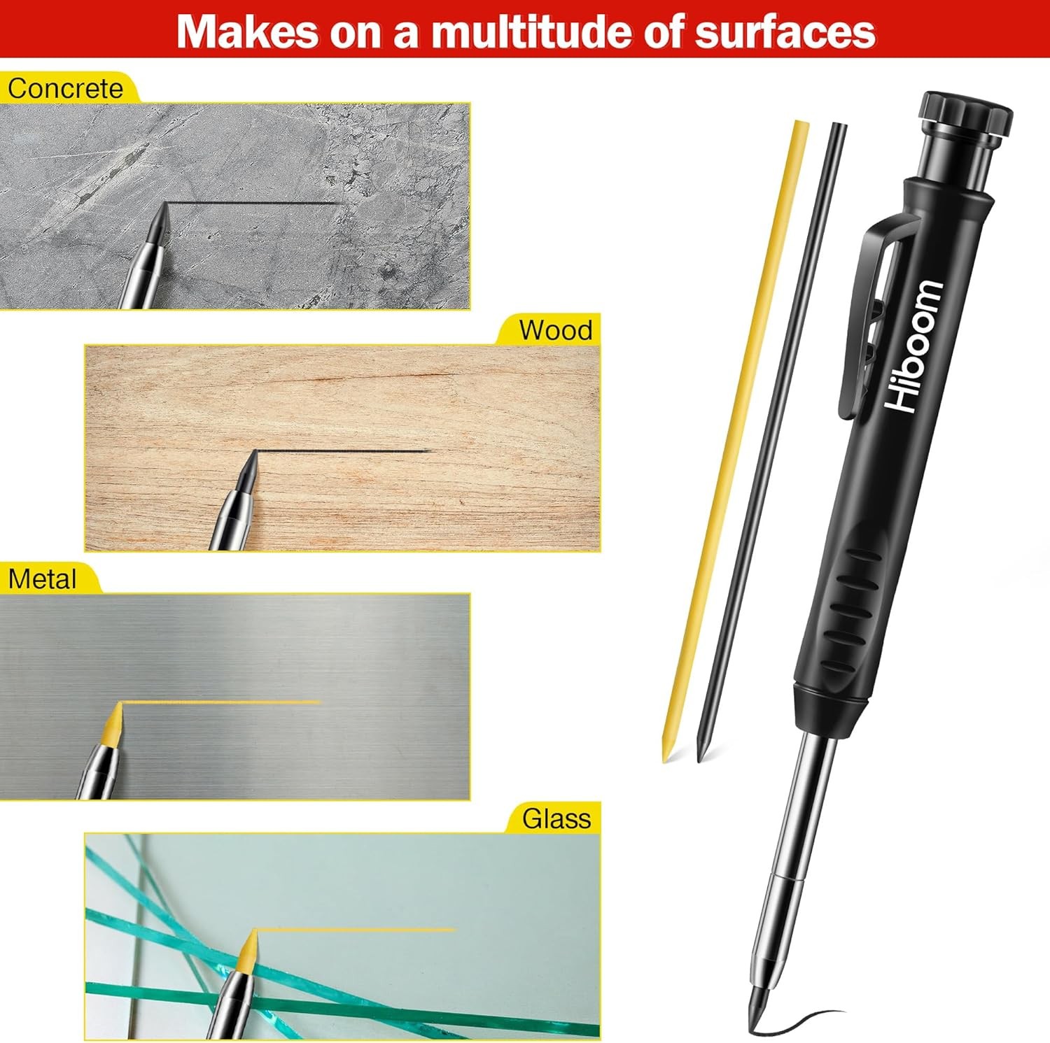 Hiboom Solid Carpenter Pencil Set for Construction 1 Count (Pack of 1), Black