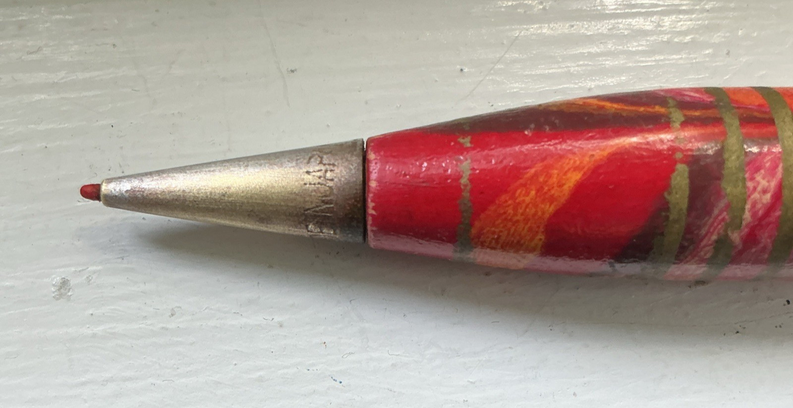 1930s Wooden Torpedo Mechanical Pencil With Tassel 3” Made In Japan Works