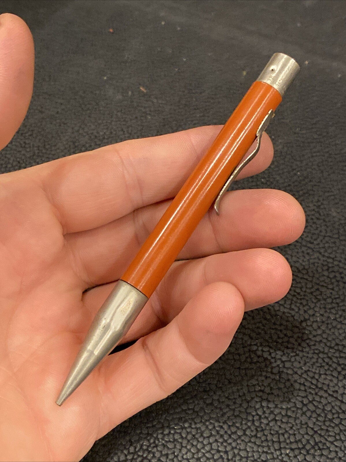 VTG Blue and Silver Welsh Mfg Co Working Mechanical Pencil Antique ORANGE AS IS*